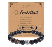 Collares de cuentas de moda con cuentas naturales, pulsera deportiva de rugby con tarjeta, talla única, Resina, No es una piedra preciosa