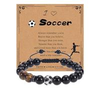 Collares de cuentas de moda con cuentas naturales, pulsera deportiva de rugby con tarjeta, talla única, Resina, No es una piedra preciosa