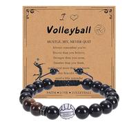 Collares de cuentas de moda con cuentas naturales, pulsera deportiva de rugby con tarjeta, talla única, Resina, No es una piedra preciosa