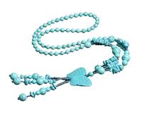 Collares De Cuentas De Piedra Natural Para Mujeres Y Hombres, Collar De Piedras Preciosas Turquesas, Colgante De Mariposa, Cadena Larga Para Suéter, Hilo De Cristal Curativo Hecho A Mano, Joyería
