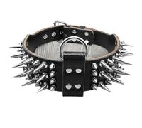 Collares de Cuero con Tachuelas y Puntas afiladas de 2 Pulgadas de Ancho for Perros medianos y Grandes, Pitbull, Bulldog, Rottweiler, Pastor, Tallas M-XL. Collar de Perro Grande(2,2)