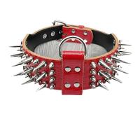 Collares de Cuero con Tachuelas y Puntas afiladas de 2 Pulgadas de Ancho for Perros medianos y Grandes, Pitbull, Bulldog, Rottweiler, Pastor, Tallas M-XL. Collar de Perro Grande(1,1)