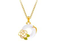 Collares De Flores Esmaltadas para Mujer, Joyería De Plata De Ley 925. Collar Clásico con Colgante De Doce Deidades Florales Y Calcedonia Blanca. Regalos para Madre, Hermana, Esposa Y Camelia De N