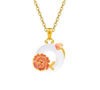 Collares De Flores Esmaltadas para Mujer, Joyería De Plata De Ley 925. Collar Clásico con Colgante De Doce Deidades Florales Y Calcedonia Blanca. Regalos para Madre, Hermana, Esposa. Claveles De O