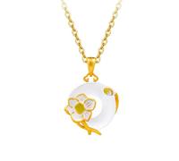 Collares De Flores Esmaltadas para Mujer, Joyería De Plata De Ley 925. Collar Clásico con Colgante De Doce Deidades Florales Y Calcedonia Blanca. Regalos para Madre, Hermana Y Esposa. Diciembre. N