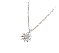 Collares de flores para mujer, dije de moda de cobre y circonita | Collar de mujer con girasoles plateados y dorados, para adolescentes, niñas, mamá, novia, compañera de trabajo, hija, viajes, fiesta