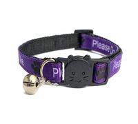 Collares de Gato con Campana, Hebilla de liberación rápida Segura, Color Morado, por Favor no me alimentes