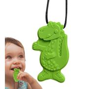 Collares de masticación sensorial - juguetes de masticación de dinosaurio de silicona para niños | Motor mordiendo el neclilo | TEATER PORTABLE CHEARY | Ayuda de dentición no tóxica segura | Coll