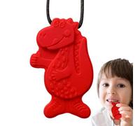 Collares de masticación sensorial - juguetes de masticación de dinosaurio de silicona para niños | Motor mordiendo el neclilo | TEATER PORTABLE CHEARY | Ayuda de dentición no tóxica segura | Coll