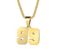 Collares de números personalizados, collar de acero inoxidable, chapado en oro de 18 quilates, cadena de acero inoxidable, collares deportivos para hombres y mujeres, Acero inoxidable, no saber,