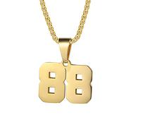 Collares de números personalizados, collar de acero inoxidable, chapado en oro de 18 quilates, cadena de acero inoxidable, collares deportivos para hombres y mujeres, Acero inoxidable, no saber,