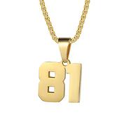 Collares de números personalizados, collar de acero inoxidable, chapado en oro de 18 quilates, cadena de acero inoxidable, collares deportivos para hombres y mujeres, Acero inoxidable, no saber,