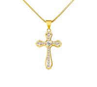 Collares de oro con cruz cristiana católica, gargantilla religiosa de Navidad, cumpleaños, joyería de regalo para mujeres, hija, hermana, abuela, nieta, amigas, talla única, Metal, No es una piedra