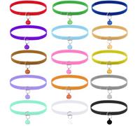 Collares de parto de 15 colores para cachorros, gatitos, collares para | Collares ajustables para cachorros recién nacidos de 13.8 pulgadas con campana, collares de identificación para cachorros