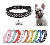 Collares de perro con pinchos para perros pequeños, placa de identificación personalizada grabada personalizada, collares de gato con remaches de cuero para XXS XS, S, S, S, M, L, XL, XXL, mascota,