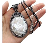 Collares de piedra natural Encantos Forma de huevo Ágatas rojas Collar de cristal de ópalo Colgantes Collar-Cáscara blanca