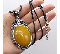 Collares de piedra natural Encantos Forma de huevo Ágatas rojas Collar de cristal de ópalo Colgantes Collar-Cera de abejas sintética