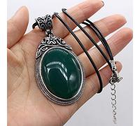 Collares de piedra natural Encantos Forma de huevo Ágatas rojas Collar de cristal de ópalo Colgantes Collar-Ágata verde