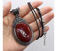 Collares de piedra natural Encantos Forma de huevo Ágatas rojas Collar de cristal de ópalo Colgantes Collar-Ágata roja