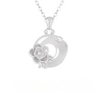 Collares De Plata para Mujer, Collar con Colgante De Calcedonia Blanca con Incrustaciones De Flores En Plata De Ley S925, Doce Deidades Florales, Joyería, Regalos De Cumpleaños, Camelia De Noviemb