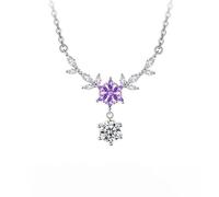 Collares De Plata para Mujer, Collar De Plata De Ley S925 con Circonita Cúbica Y Colgante De Flor Brillante De Topacio. Ideal para Bodas, Regalos De Joyería para Novias, Septiembre. Mirto Crepé.