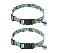 Collares de playa tropical para cachorros, paquete de 2 collares de gato con campana