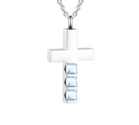 Collares de urna de cruz para cenizas, piedra natal, joyería de cremación, colgante de cenizas conmemorativas para mujeres y hombres, joyería de recuerdo, Unisex, Acero inoxidable, No es una piedra