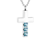 Collares de urna de cruz para cenizas, piedra natal, joyería de cremación, colgante de cenizas conmemorativas para mujeres y hombres, joyería de recuerdo, Unisex, Acero inoxidable, No es una piedra