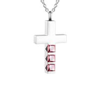 Collares de urna de cruz para cenizas, piedra natal, joyería de cremación, colgante de cenizas conmemorativas para mujeres y hombres, joyería de recuerdo, Unisex, Acero inoxidable, No es una piedra
