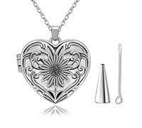 Collares de urna en Forma de corazón de Girasol para Cenizas: para Siempre en mi corazón, Collar de urna, Cenizas, Recuerdo de Recuerdo de la Memoria Memorial Joyería de Memoria para Mujeres, como se