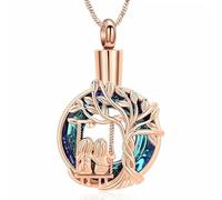 Collares de urna para cenizas, joyería de cremación con forma de árbol de la vida, colgante de cristal para cenizas, collar conmemorativo para hermanas, joyería de recuerdo para mujer (rosa y azul)