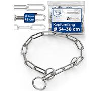 Collares estranguladores de acero inoxidable con parada de tracción para adiestramiento de perros - Collar de perro con cadena de acero inoxidable - Largo plazo de 5mm de grosor - Longitud de 49cm de