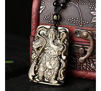 Collares Feng Shui Collar de Cristal curativo 7A Lucky Kwan Kung Charm Guan Gong Balance Collar Collar de obsidiana de Oro Natural Amuleto de Riqueza Atraer Prosperidad Amor Suerte Dinero, Cuerda (Co
