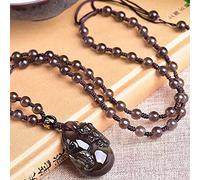 Collares Feng Shui Collar de cristal curativo 7A Lucky Pixiu Wu Lou Charm Balance Collar Arco iris natural Ojo Obsidiana Riqueza Amuleto Atraer Prosperidad Amor Suerte Dinero,Cadena de cuentas ( Color