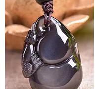 Collares Feng Shui Collar de cristal curativo 7A Lucky Pixiu Wu Lou Charm Balance Collar Arco iris natural Ojo Obsidiana Riqueza Amuleto Atraer Prosperidad Amor Suerte Dinero,Cadena de cuentas ( Color