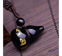Collares Feng Shui Collar de Cristal curativo 7A Lucky Wu Lou Charm Balance Collar Arco Iris Natural Ojo Obsidiana Seis Caracteres Mantra Riqueza Amuleto Atraer Prosperidad Amor Suerte Dinero, Cuerda