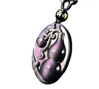 Collares Feng Shui Collar de cristal curativo 7A Lucky Wu Lou Charm Colgante de calabaza Collar de equilibrio Amuleto de riqueza de obsidiana natural Atraer prosperidad Amor Suerte Dinero, Cuerda ordi