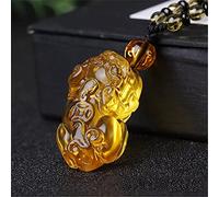Collares Feng Shui Collar de Cristal curativo Lucky Pixiu con Monedas Antiguas Encanto Blance Collar Cuarzo Amarillo Natural Riqueza Amuleto Atraer Prosperidad Amor Suerte Dinero, Cuerda roja a (Colo