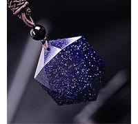 Collares Feng Shui Collar de cristal curativo Lucky Star of David Charm Balance Collar de péndulo de cuerda trenzada Natural Blue Goldstone Riqueza Amuleto Atraer Prosperidad Amor Suerte Dinero,A ( Co