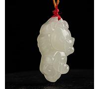 Collares Feng Shui Healing Jade Collar Lucky Zodiac Charm Cute Animal Colgante Collar Natural Hetian Nefrita Trenzado Cuerda Roja Cuerda Riqueza Amuleto Atraer Prosperidad Amor Suerte Dinero,Ox (Colo
