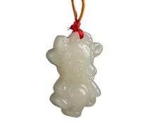 Collares Feng Shui Healing Jade Collar Lucky Zodiac Charm Cute Animal Colgante Collar Natural Hetian Nefrita Trenzado Cuerda Roja Cuerda Riqueza Amuleto Atraer Prosperidad Amor Suerte Dinero,Ox (Colo