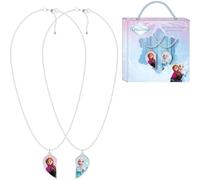 Collares Frozen con colgante de corazón partido | Set de bisutería 2 piezas para niñas con Anna y Elsa en estuche de regalo Disney