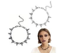 Collares Góticos con Pinchos para Hombre y Mujer - Set de 2 Gargantillas Punk Rock en Negro y Plata - Accesorios Retro para Conciertos, Cosplay y Estilo Alternativo