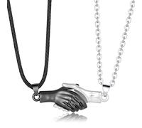 Collares magnéticos para pareja 2 piezas de imán de mano en mano para parejas mejores amigos Juego de collar colgante de atracción mutua a juego con cierre de mano regalo de Navidad para el día Metal