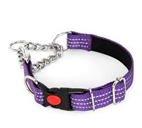 Collares Martingala, collar reflectante para perro, hebilla de liberación lateral, collares de entrenamiento de cadena ajustable para mascotas (morado, S, cuello de 10 a 15 pulgadas)