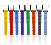 Collares masticables para niños sensoriales, 8 collares masticables de silicona para niños con autismo, TDAH, SPD, masticación, juguetes sensoriales para masticar motores orales (8 piezas de cilindro