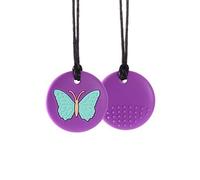 Collares masticables sensoriales para niños y niñas, 2 Piezas collar masticable de silicona, juguetes sensoriales para niños y niñas con masticación, collar masticable para adultos que reducen