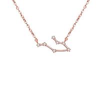 Collares Mujer - Clearine Serie de Constelación "Géminis" Colgante Plata 925 Tono Oro Rosa Horóscopo Exclusivo para Regalo Boda Novia