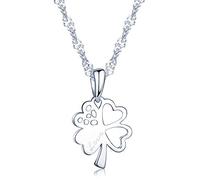 Collares Mujer Niña, Yumilok-Linda Collares Trebol S925 Plata de Ley con Colgante "LOVE" Trebol Longitud Ajustable