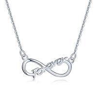 Collares Mujer Niña, Yumilok-Moda Collares S925 Plata de Ley con Colgante "Forever" Longitud Ajustable